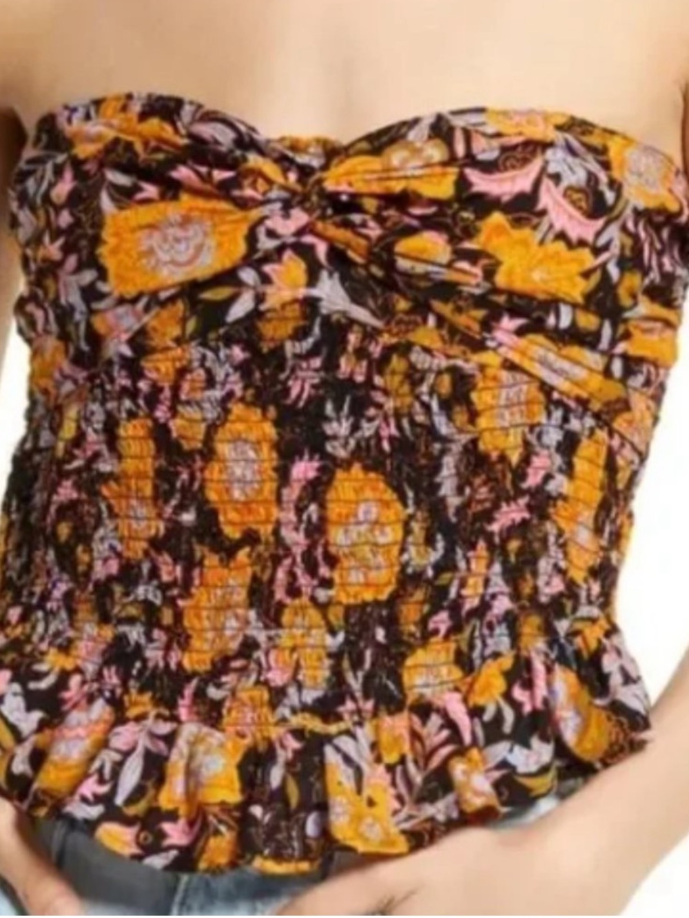 Free People Floral Tube Top in  Twilight Combo Size Small